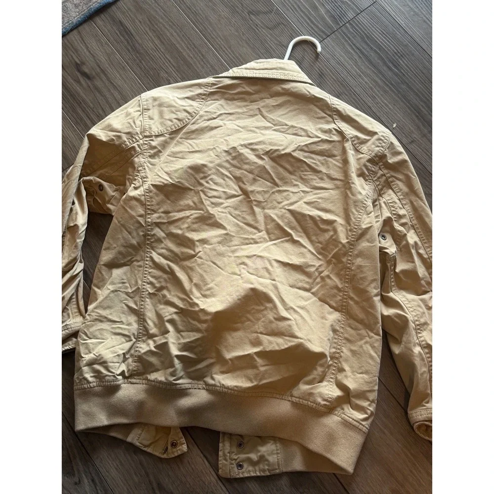 Gap Kids XL 12 Tan Beige Full Zip Utility Bomber Jacket Military Cargo Cotton